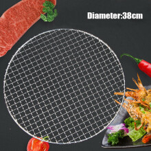 Kerek grillháló fonott rácsos kempingkészlet rozsdamentes acélháló 38cm