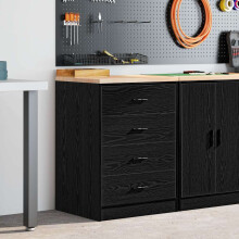 Berkfield Garage Storage Cabinet Black 60x51x85 cm Solid Wood Pine