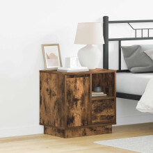 Berkfield Bedside Cabinet Smoked Oak 50 x 34.5 x 50 cm Engineered wood