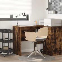 Berkfield Desk with Shelf Smoked Oak 102 x 50 x 75 cm Engineered Wood