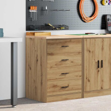 Berkfield Garage Storage Cabinet Artisan Oak 60x51x85 cm Solid Wood Pine