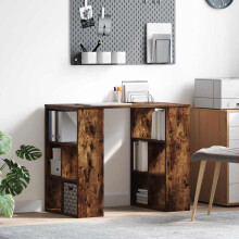 Berkfield Desk with Shelf Smoked Oak 90 x 50 x 75 cm Engineered Wood