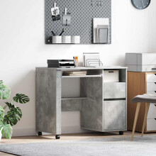 Berkfield Desk with Wheels Concrete Grey 91 x 50 x 77 cm Engineered Wood