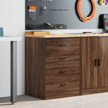 Berkfield Garage Storage Cabinet Brown Oak 60x51x85 cm Solid Wood Pine