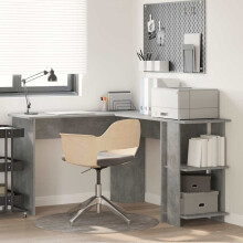 Berkfield Corner Desk Concrete Grey 140 x 113.5 x 75 cm Engineered Wood