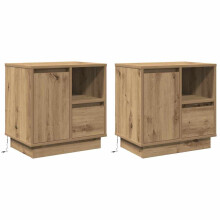Berkfield Bedside Cabinet with Drawer 2 pcs Artisan Oak 50 x 34.5 x 50 cm