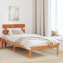 Berkfield Bed Frame with Headboard Brown 75 x 190 cm Solid Pine wood