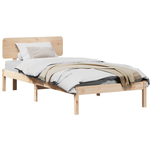 Berkfield Bed Frame with Headboard Natural 75 x 190 cm Solid Pine Wood