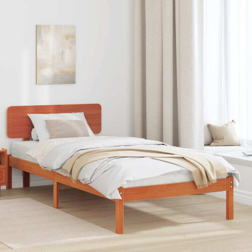 Berkfield Bed Frame with Headboard Wax Brown 80 x 200 cm Solid Pine Wood