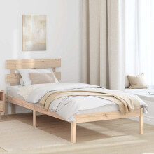 Berkfield Bed Frame with Headboard Brown 90 x 200 cm Solid Pine wood