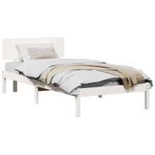 Berkfield Bed Frame with Headboard White 75 x 190 cm Solid Pine Wood