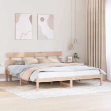 Berkfield Bed Frame with Headboard Brown 180 x 200 cm Solid Pine wood