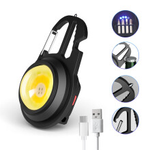 Rechargeable Keychain Flashlight 500 Lumens Mini COB Light with Bottle Opener for Camping and EDC