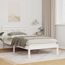 Berkfield Bed Frame White 75 x 190 cm Solid Pine Wood