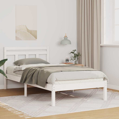 Berkfield Bed Frame White 75 x 190 cm Solid Pine Wood