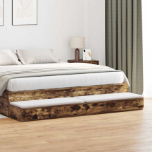Berkfield Bed Drawers Smoked Oak 180 x 36.5 x 16.5 cm Engineered Wood