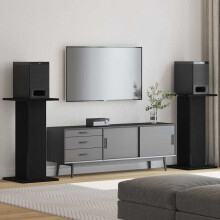 Berkfield Speaker Stands 2 pcs Black Oak 30 x 30 x 60 cm Engineered Wood