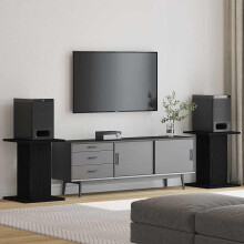 Berkfield Speaker Stands 2 pcs Black Oak 30 x 30 x 40 cm Engineered Wood
