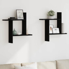 Berkfield Wall Shelves 2 pcs Black Oak 50x12x50 cm Engineered Wood