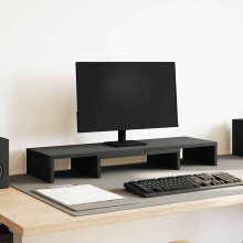 Berkfield Monitor Stand Riser Adjustable Black Oak 80x24x10.5 cm