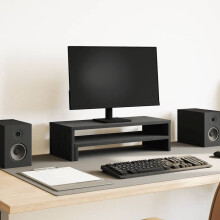 Berkfield Monitor Stand Black Oak 54x22x15 cm Engineered Wood