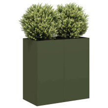 Berkfield Planter Olive Green 80x40x80 cm Cold-rolled Steel