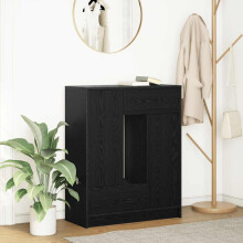 Berkfield Sideboard with Drawers and Doors Black Oak 73x31x90 cm