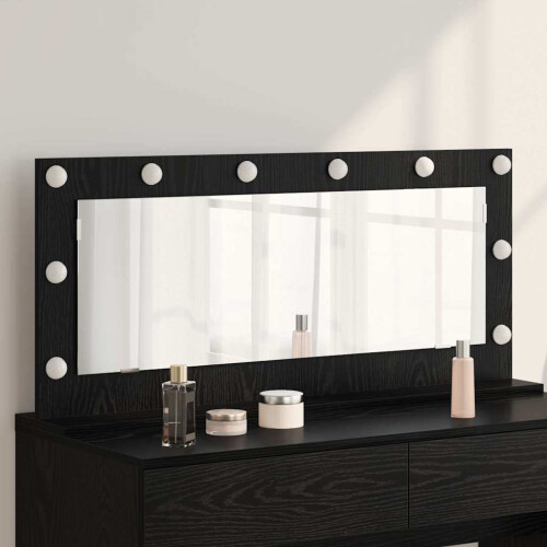 Berkfield Vanity Mirror Rectangular Black Oak 100 x 45 x 18 cm