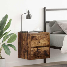 Berkfield Wall-mounted Bedside Cabinet Smoked Oak 38x34x40 cm