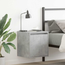 Berkfield Wall-Mounted Bedside Cabinet Concrete Grey 38x34x40 cm