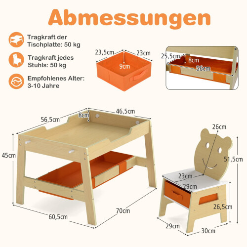 Dětská sada stolů 5 v 1 s tabulí a úložným prostorem 1
