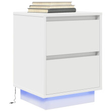 Berkfield Bedside Cabinet with LED Lights†White 38x34x50 cm