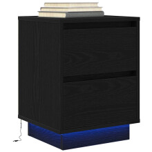 Berkfield Bedside Cabinet with LED Lights†Black 38x34x50 cm