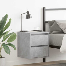 Berkfield Wall-mounted Bedside Cabinet Concrete Grey 38x34x40 cm