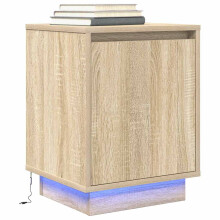 Berkfield Bedside Cabinet with LED Lights†Sonoma Oak 38x34x50 cm