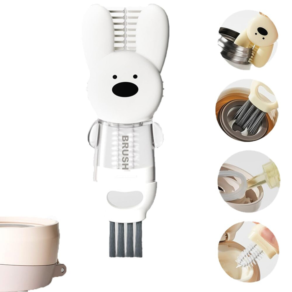 4 in 1 Bottle Cleaning Brush Set for Baby Bottles and Cup Lids, Removable White Crevice Cleaner