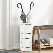 Berkfield Umbrella Stand with Storage White 15.5 x 15.5 x 49 cm Steel