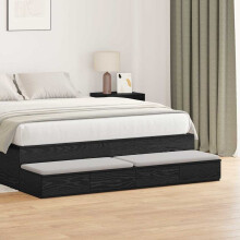 Berkfield Bed Drawers Black Oak 150 x 36.5 x 16.5 cm Engineered Wood