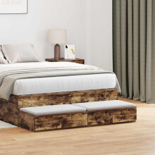 Berkfield Bed Drawers Smoked Oak 120 x 36.5 x 16.5 cm Engineered Wood