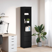 Berkfield Highboard Black Oak 37.5x35x180 cm Engineered Wood