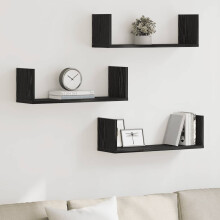 Berkfield Wall Shelves 3 pcs Black Oak 58x18x18 cm Engineered Wood
