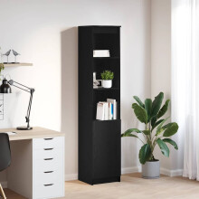 Berkfield Highboard Black Oak 37.5x35x180 cm Engineered Wood