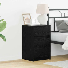 Berkfield Bedside Cabinet Black Oak 38 x 34 x 61 cm Engineered wood