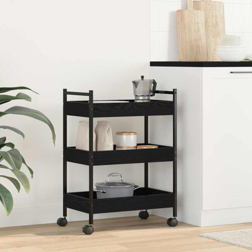 Berkfield Kitchen Trolley Black oak 50 x 30 x 70 cm Engineered Wood