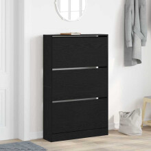 Berkfield Shoe Cabinet Black Oak 80 x 21 x 125.5 cm Engineered Wood