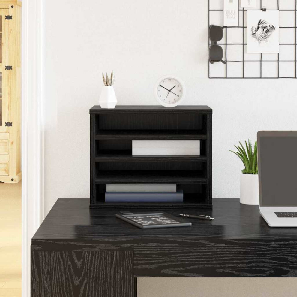 Photos - File Folder / Lever Arch File Berkfield Desk Organiser Black Oak 36 x 26 x 29.5 cm Engineered Wood