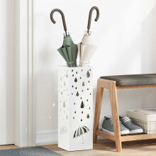 Berkfield Umbrella Stand with Storage White 15.5 x 15.5 x 49 cm Metal