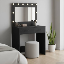 Berkfield Dressing Table Black Oak 78.5 x 41 x 135 cm Engineered Wood