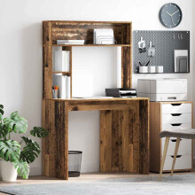 Berkfield Desk with Shelf Old Wood 91 x 50 x 149 cm Engineered Wood