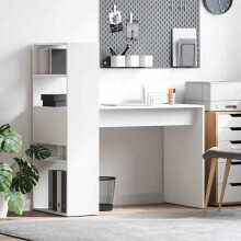 Berkfield Desk with Shelf White 113 x 54 x 120 cm Engineered Wood